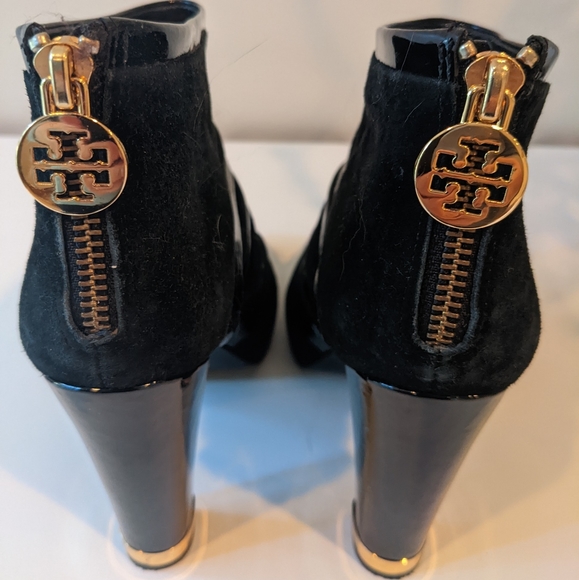 SOLD Tory Burch Lucille Black Suede Platform Ankle Boots 37 7 - Picture 6 of 12
